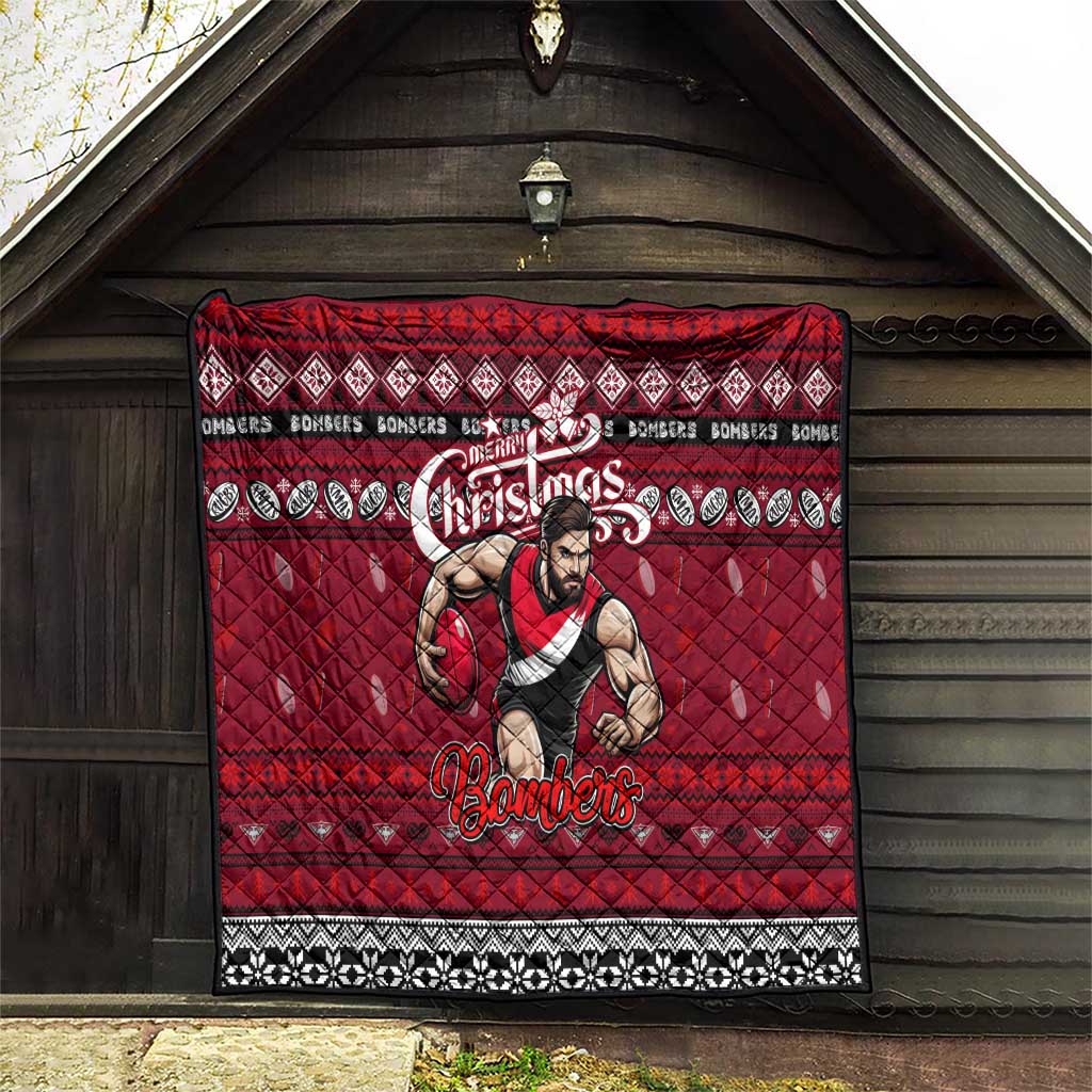 Bombers Football Xmas Quilt Australia AFL Mascot
