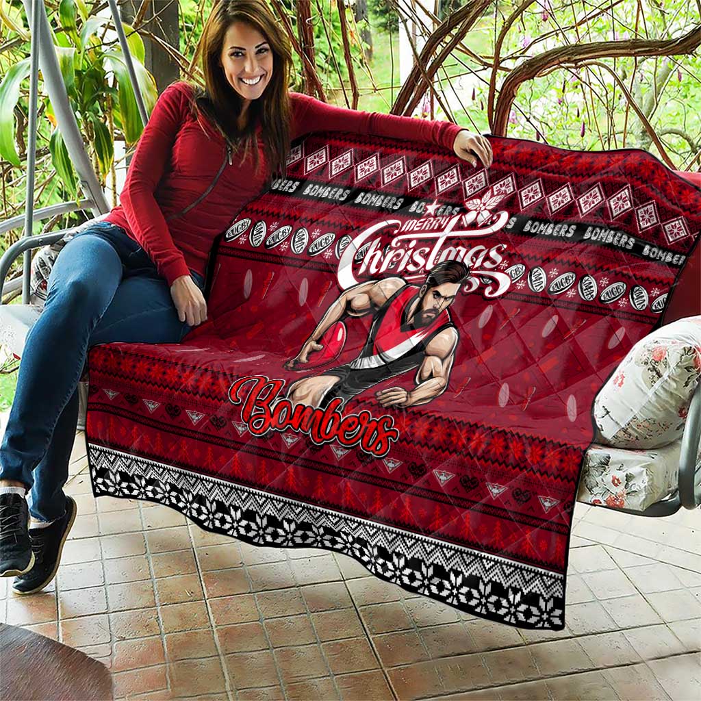 Bombers Football Xmas Quilt Australia AFL Mascot