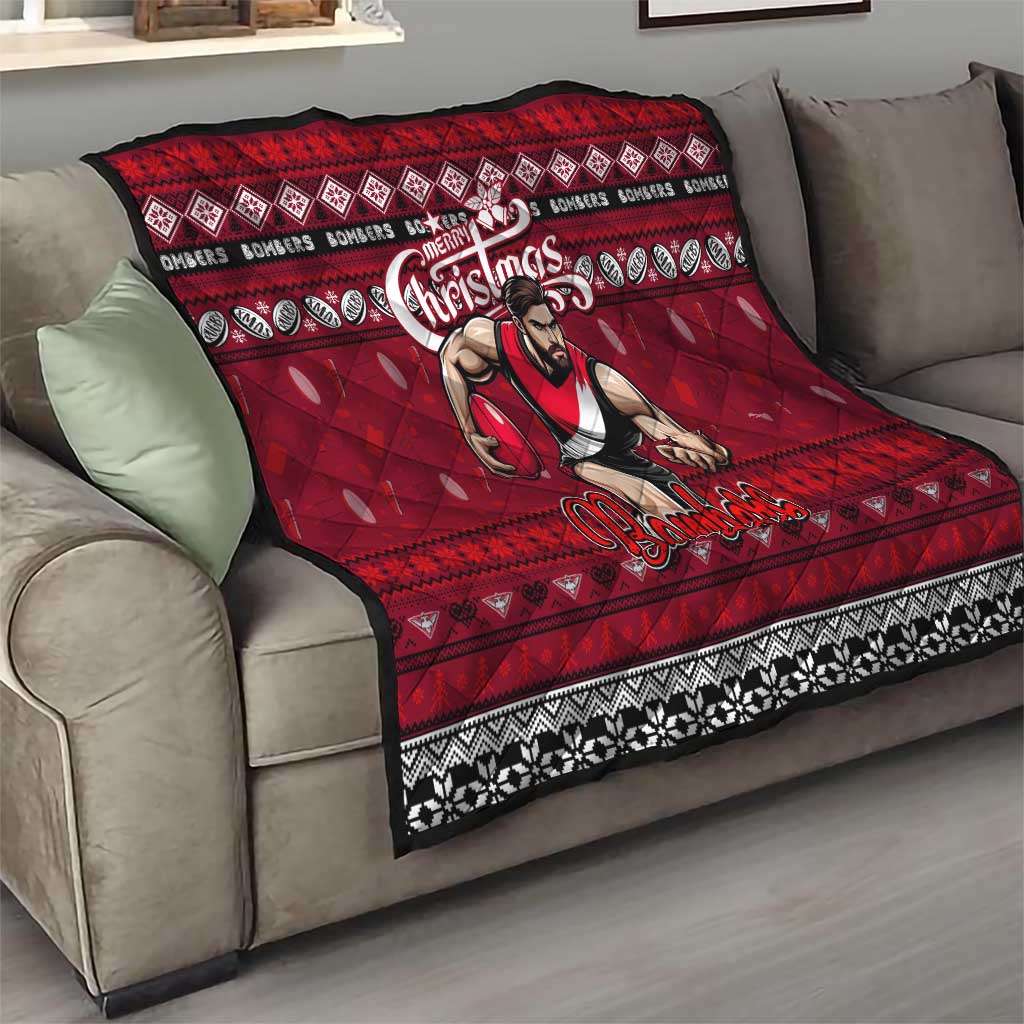 Bombers Football Xmas Quilt Australia AFL Mascot