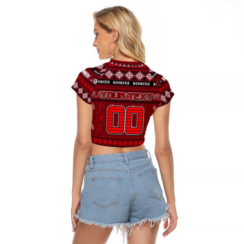 Personalized Bombers Rugby Xmas Raglan Cropped T Shirt Australia AFL Mascot