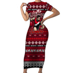 Personalized Bombers Rugby Xmas Short Sleeve Bodycon Dress Australia AFL Mascot