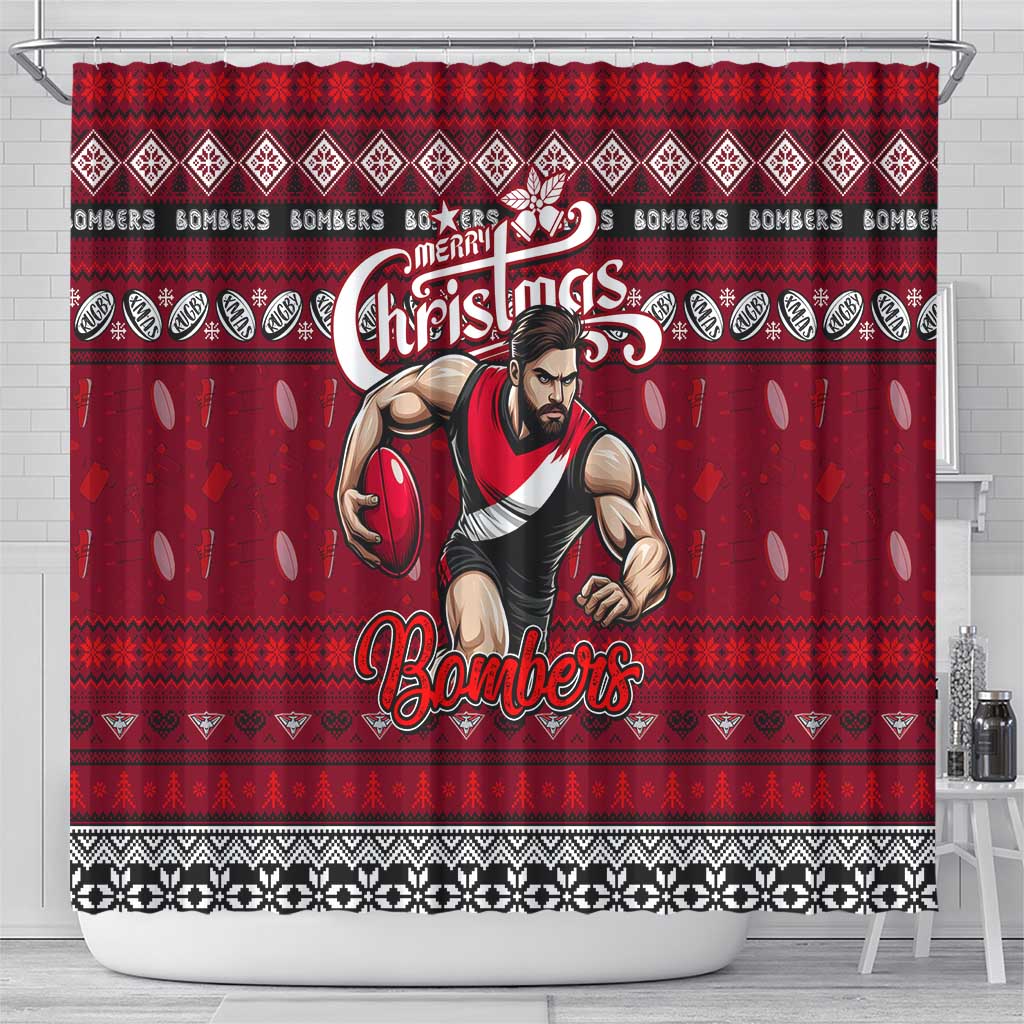Bombers Football Xmas Shower Curtain Australia AFL Mascot