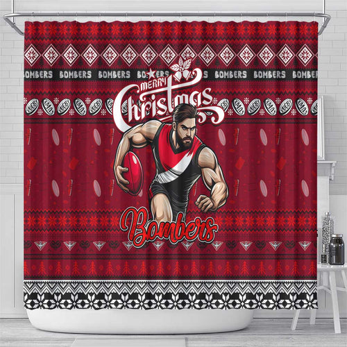Bombers Football Xmas Shower Curtain Australia AFL Mascot