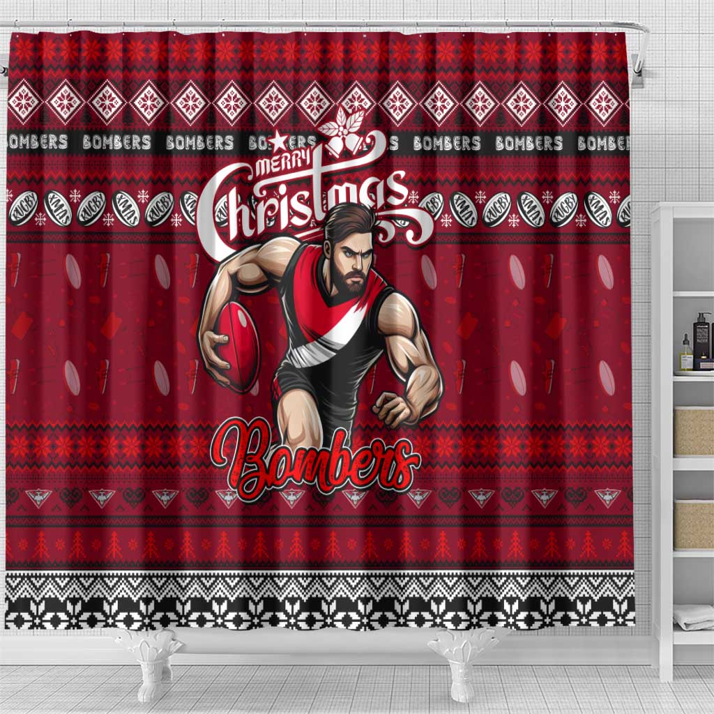 Bombers Football Xmas Shower Curtain Australia AFL Mascot