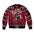 Personalized Bombers Rugby Xmas Sleeve Zip Bomber Jacket Australia AFL Mascot