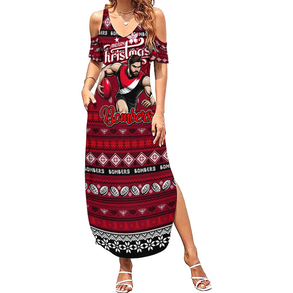 Personalized Bombers Rugby Xmas Summer Maxi Dress Australia AFL Mascot