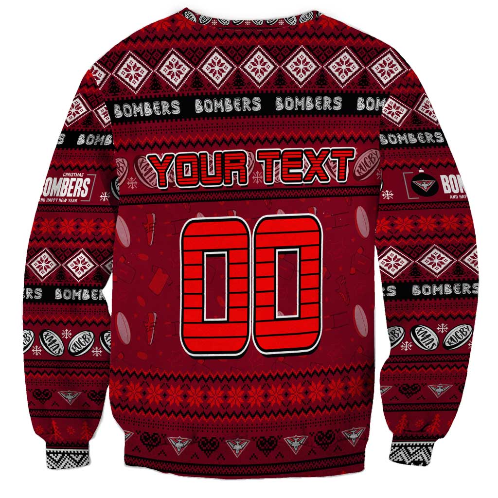 Personalized Bombers Rugby Xmas Sweatshirt Australia AFL Mascot