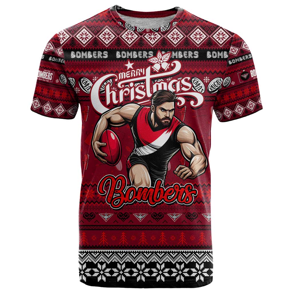 Personalized Bombers Rugby Xmas T Shirt Australia AFL Mascot
