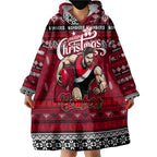 Personalized Bombers Rugby Xmas Wearable Blanket Hoodie Australia AFL Mascot