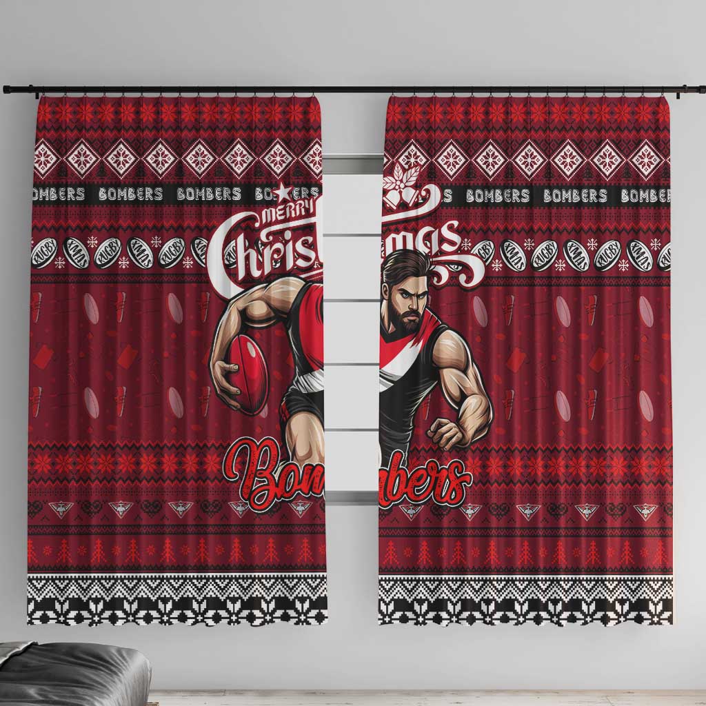 Bombers Football Xmas Window Curtain Australia AFL Mascot
