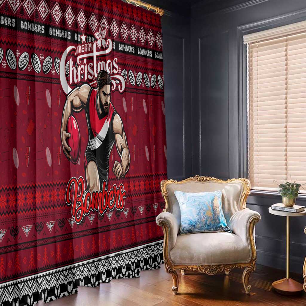 Bombers Football Xmas Window Curtain Australia AFL Mascot