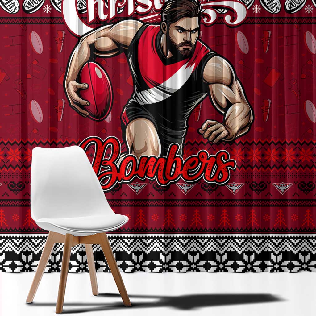 Bombers Football Xmas Window Curtain Australia AFL Mascot