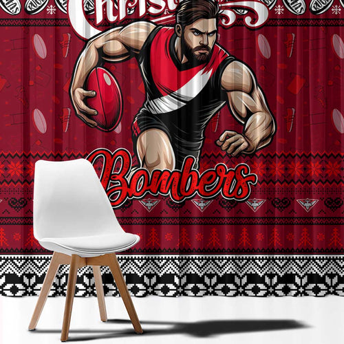 Bombers Football Xmas Window Curtain Australia AFL Mascot