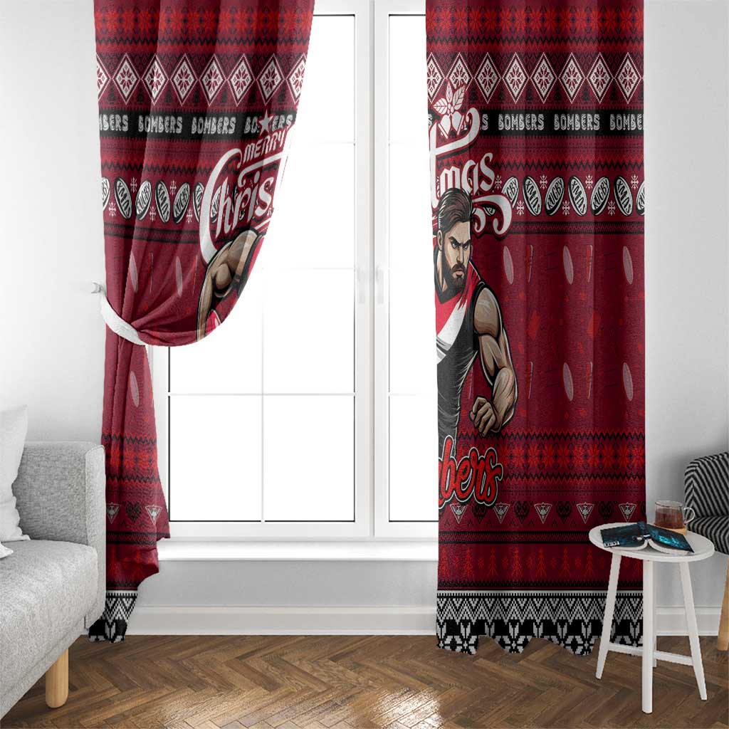 Bombers Football Xmas Window Curtain Australia AFL Mascot