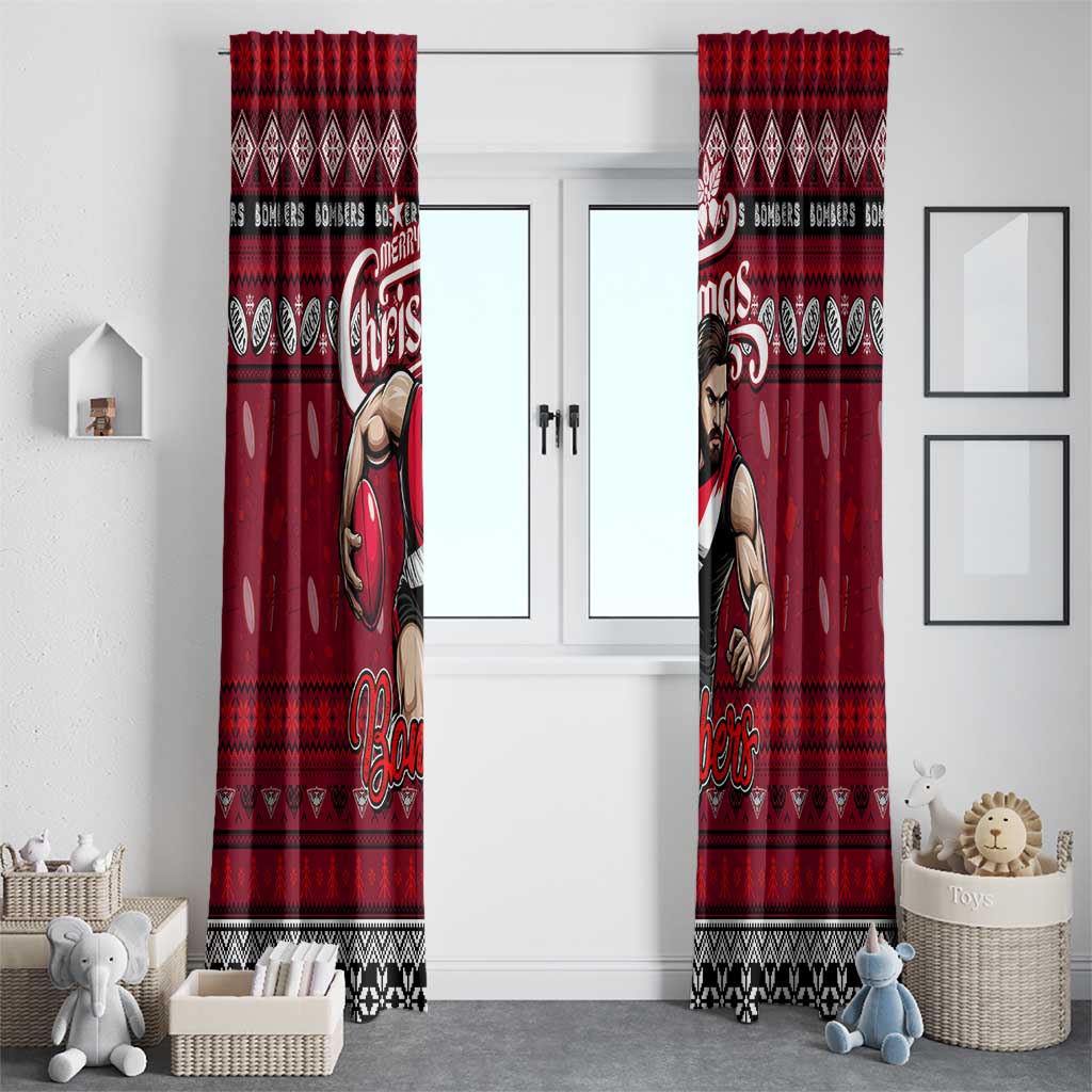 Bombers Football Xmas Window Curtain Australia AFL Mascot