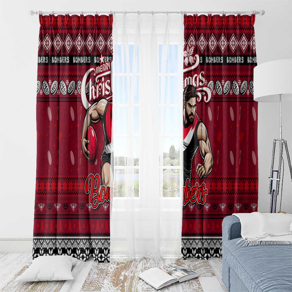Bombers Football Xmas Window Curtain Australia AFL Mascot