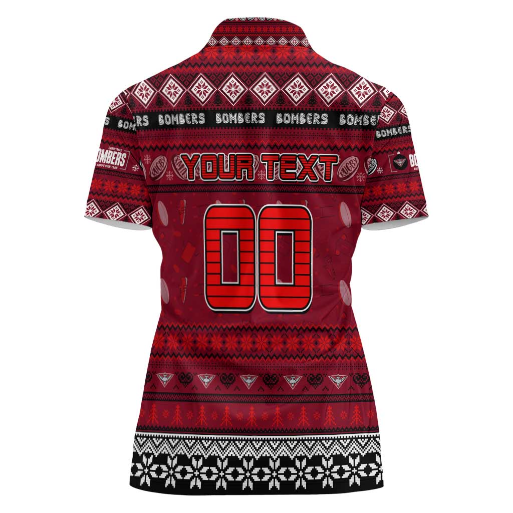 Personalized Bombers Rugby Xmas Women Polo Shirt Australia AFL Mascot