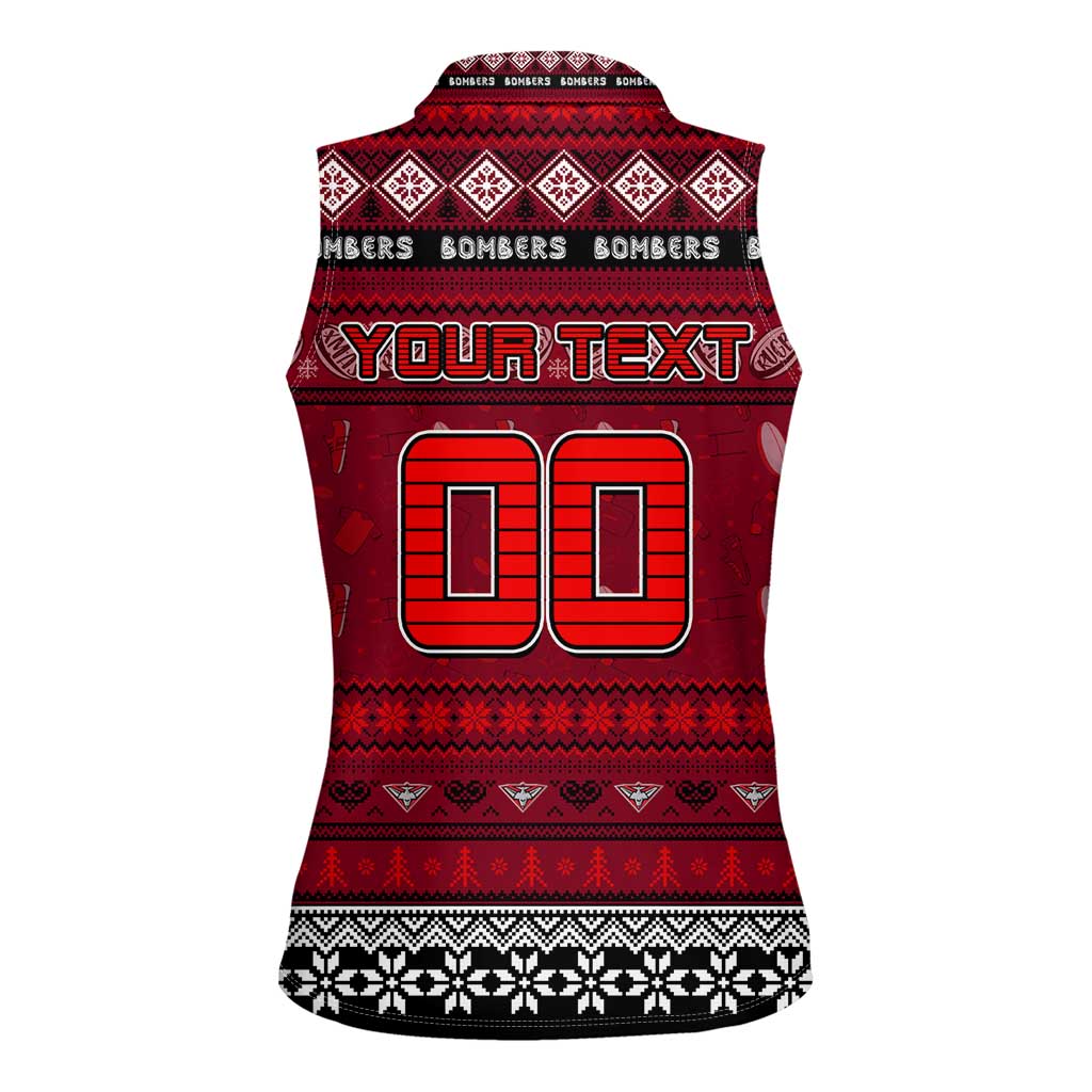 Personalized Bombers Rugby Xmas Women Sleeveless Polo Shirt Australia AFL Mascot