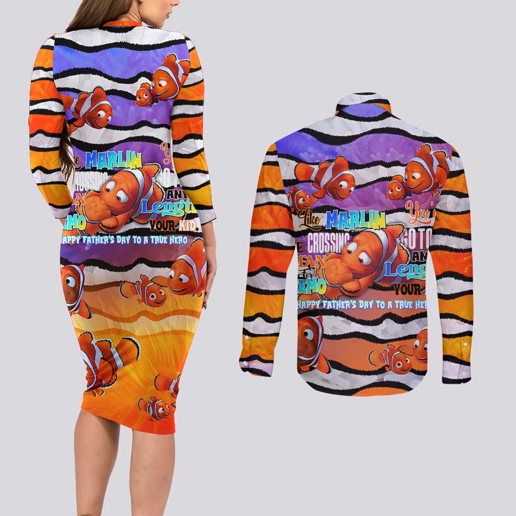 The Ocean Best Dad Couples Matching Long Sleeve Bodycon Dress and Long Sleeve Button Shirt Like Marlin Happy Fathers Day To a True Hero - Aussie Hoodie