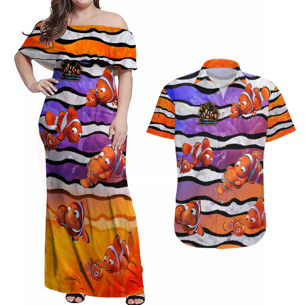 The Ocean Best Dad Couples Matching Off Shoulder Maxi Dress and Hawaiian Shirt Like Marlin Happy Fathers Day To a True Hero - Aussie Hoodie