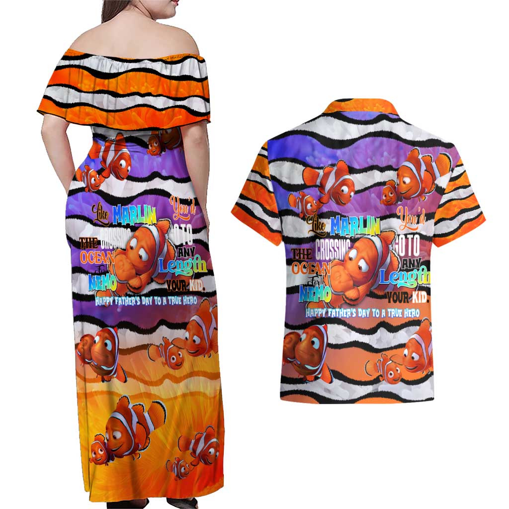 The Ocean Best Dad Couples Matching Off Shoulder Maxi Dress and Hawaiian Shirt Like Marlin Happy Fathers Day To a True Hero - Aussie Hoodie