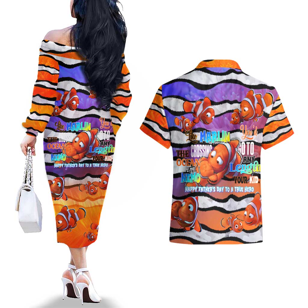 The Ocean Best Dad Couples Matching Off The Shoulder Long Sleeve Dress and Hawaiian Shirt Like Marlin Happy Fathers Day To a True Hero - Aussie Hoodie
