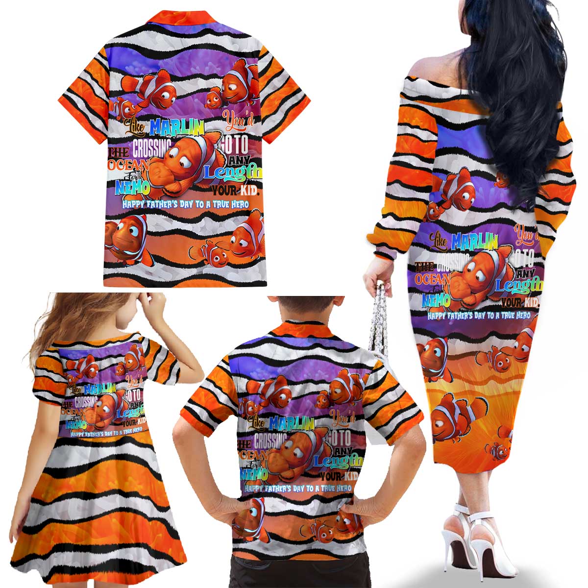The Ocean Best Dad Family Matching Off The Shoulder Long Sleeve Dress and Hawaiian Shirt Like Marlin Happy Fathers Day To a True Hero - Aussie Hoodie