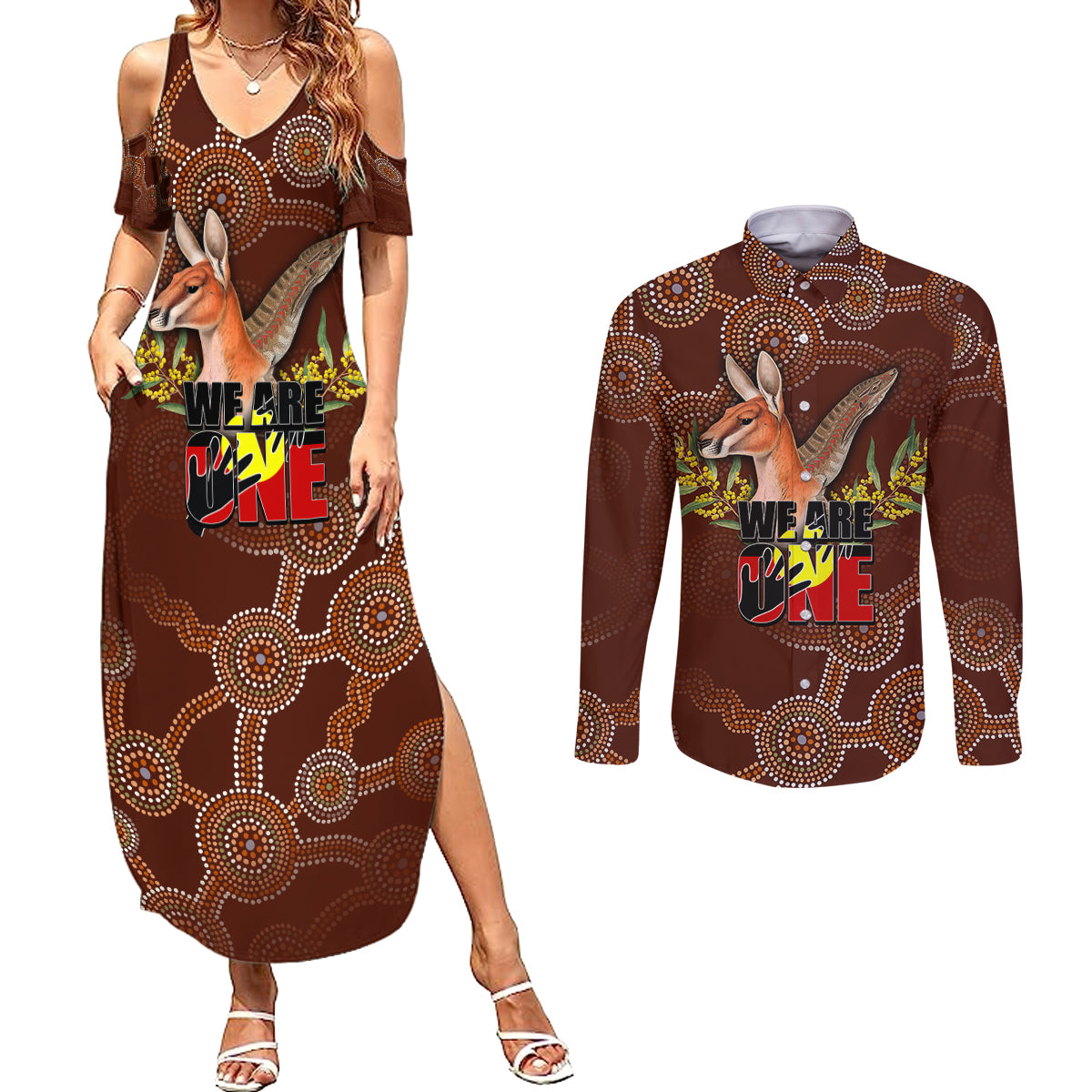 we-are-one-koori-and-australia-couples-matching-summer-maxi-dress-and-long-sleeve-button-shirts-aboriginal-pattern