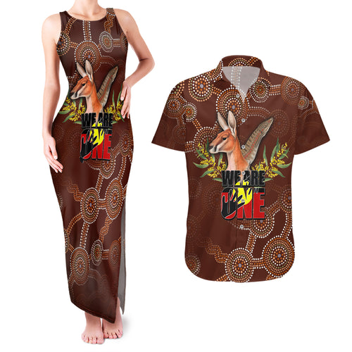 we-are-one-koori-and-australia-couples-matching-tank-maxi-dress-and-hawaiian-shirt-aboriginal-pattern