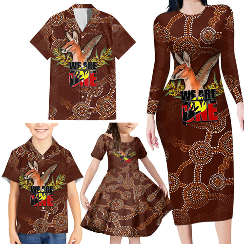 we-are-one-koori-and-australia-family-matching-long-sleeve-bodycon-dress-and-hawaiian-shirt-aboriginal-pattern