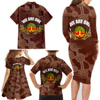 we-are-one-koori-and-australia-family-matching-long-sleeve-bodycon-dress-and-hawaiian-shirt-aboriginal-pattern