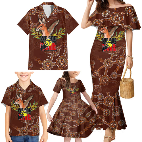 we-are-one-koori-and-australia-family-matching-mermaid-dress-and-hawaiian-shirt-aboriginal-pattern