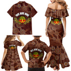 we-are-one-koori-and-australia-family-matching-mermaid-dress-and-hawaiian-shirt-aboriginal-pattern