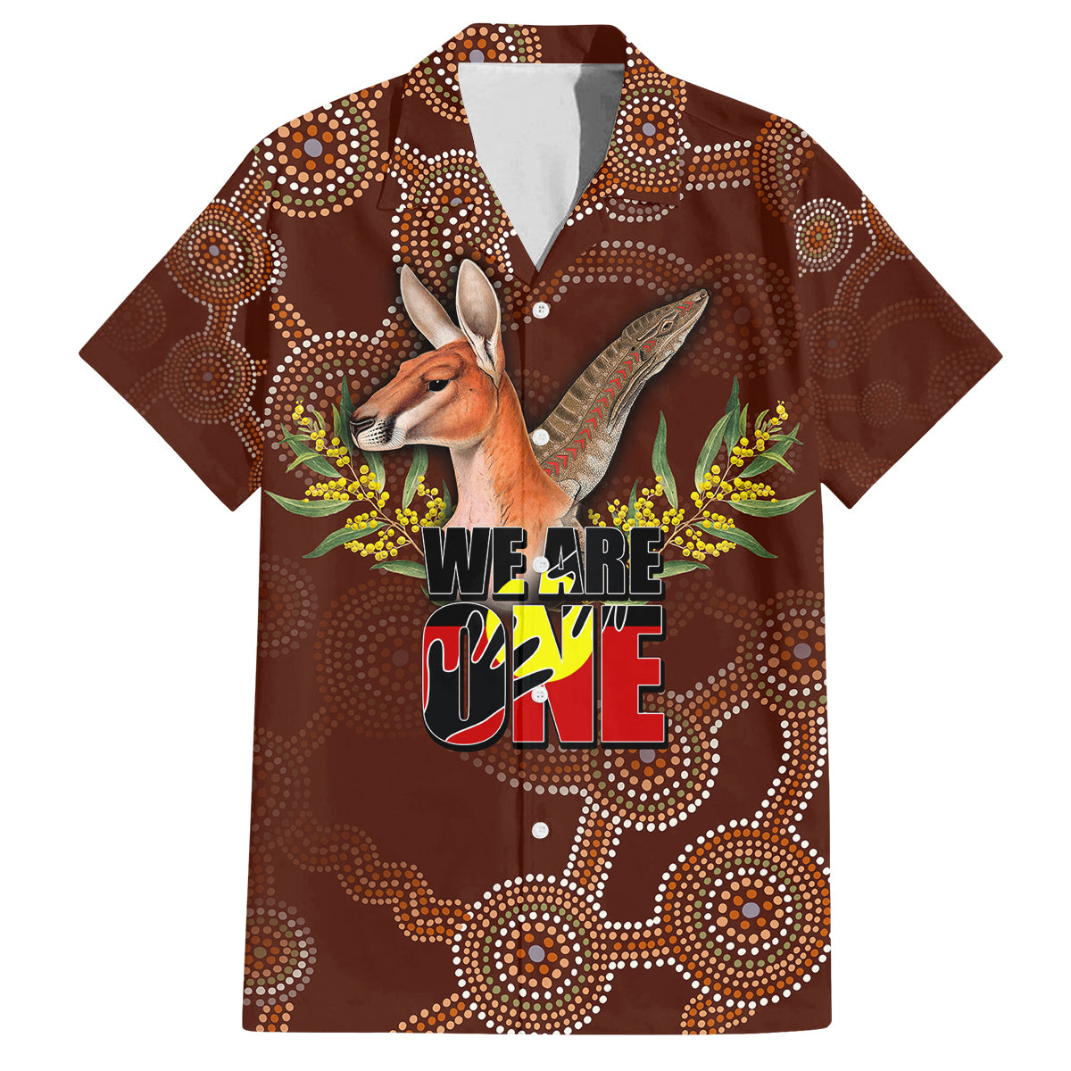 we-are-one-koori-and-australia-family-matching-off-shoulder-short-dress-and-hawaiian-shirt-aboriginal-pattern