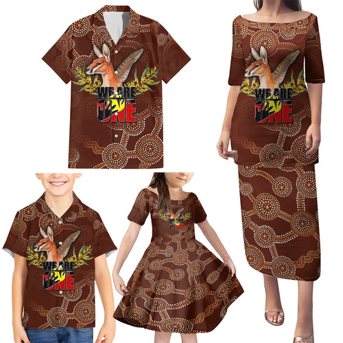 we-are-one-koori-and-australia-family-matching-puletasi-dress-and-hawaiian-shirt-aboriginal-pattern