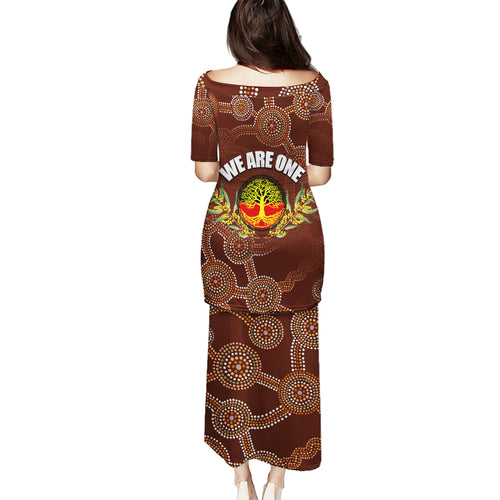 we-are-one-koori-and-australia-family-matching-puletasi-dress-and-hawaiian-shirt-aboriginal-pattern