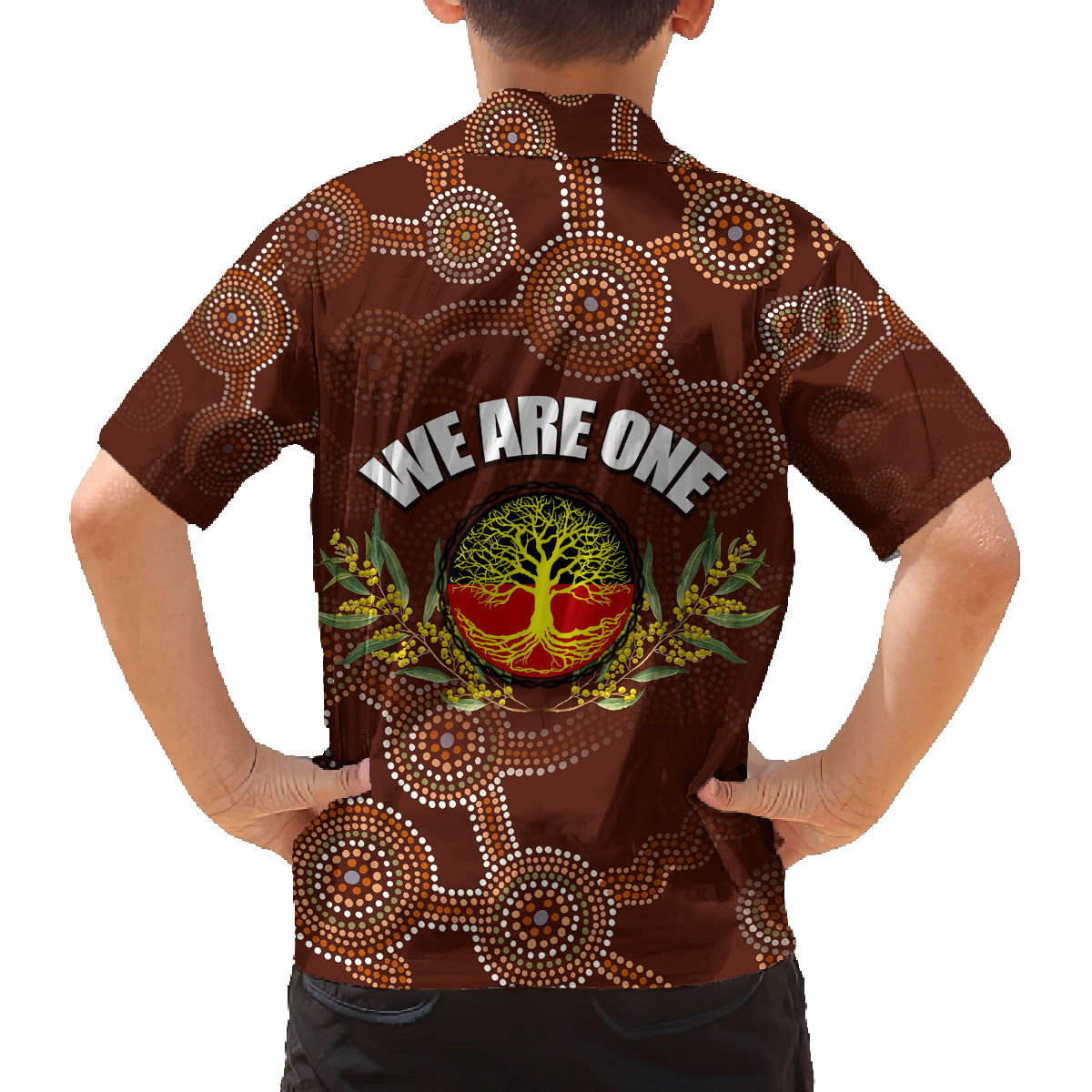 we-are-one-koori-and-australia-family-matching-summer-maxi-dress-and-hawaiian-shirt-aboriginal-pattern
