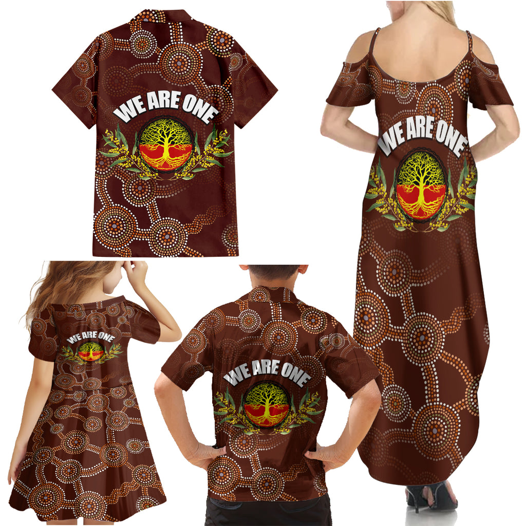 we-are-one-koori-and-australia-family-matching-summer-maxi-dress-and-hawaiian-shirt-aboriginal-pattern