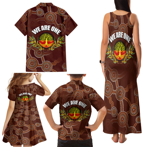 we-are-one-koori-and-australia-family-matching-tank-maxi-dress-and-hawaiian-shirt-aboriginal-pattern