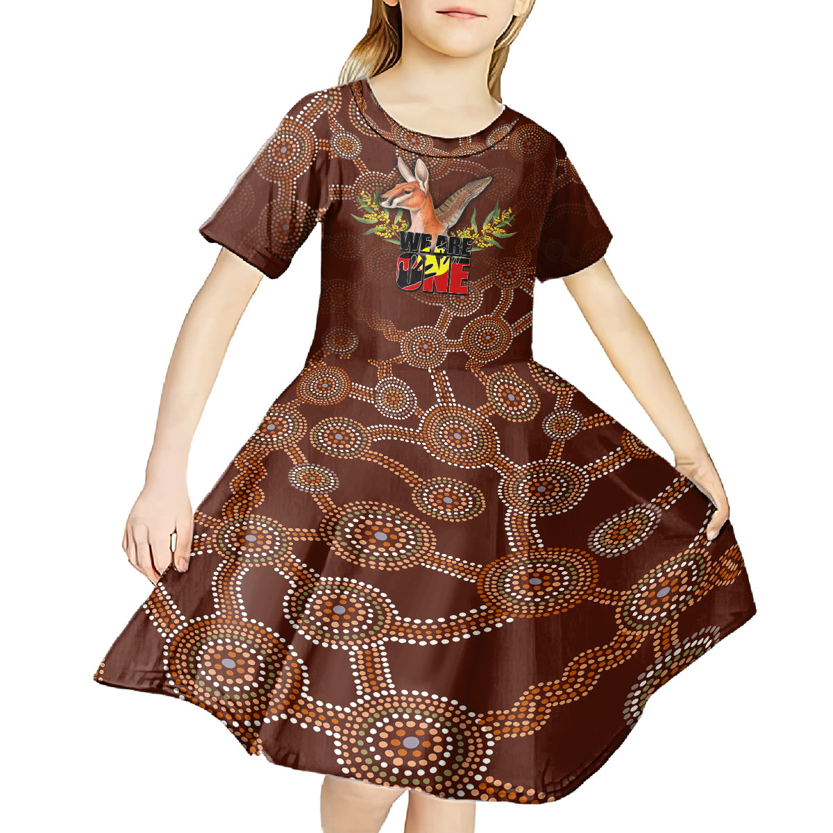 we-are-one-koori-and-australia-kid-short-sleeve-dress-aboriginal-pattern