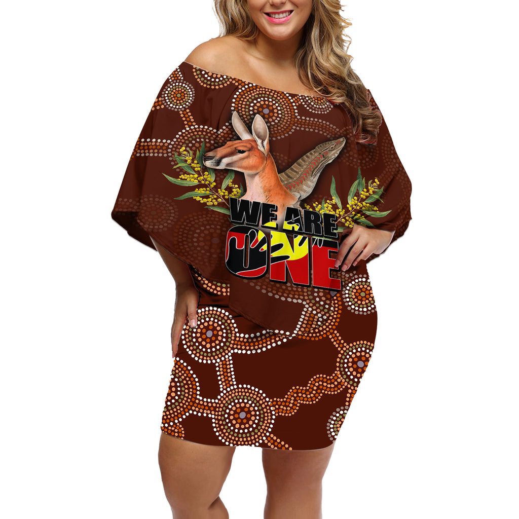 we-are-one-koori-and-australia-off-shoulder-short-dress-aboriginal-pattern