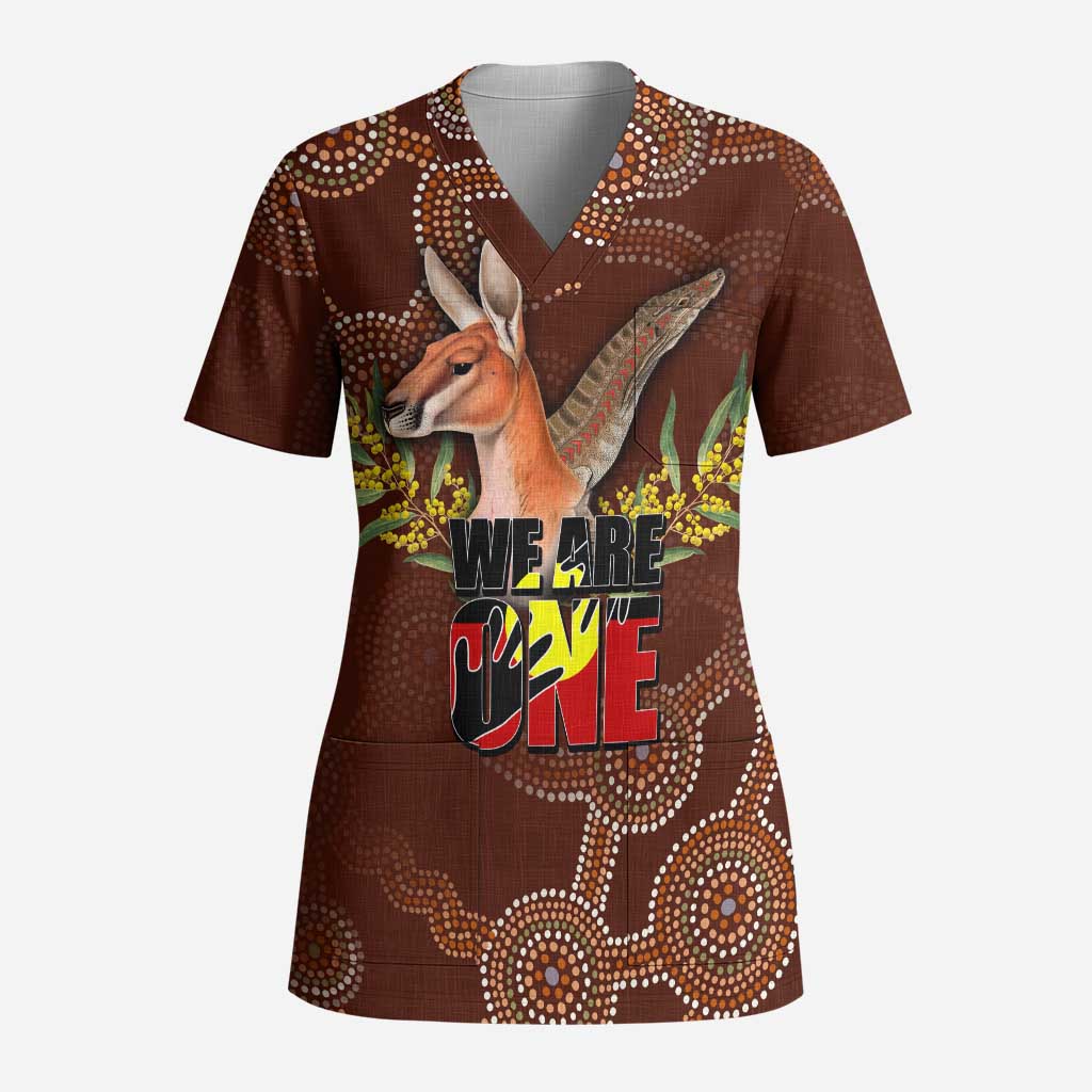 We Are One Koori and Australia Scrub Top Aboriginal Pattern - Aussie Hoodie