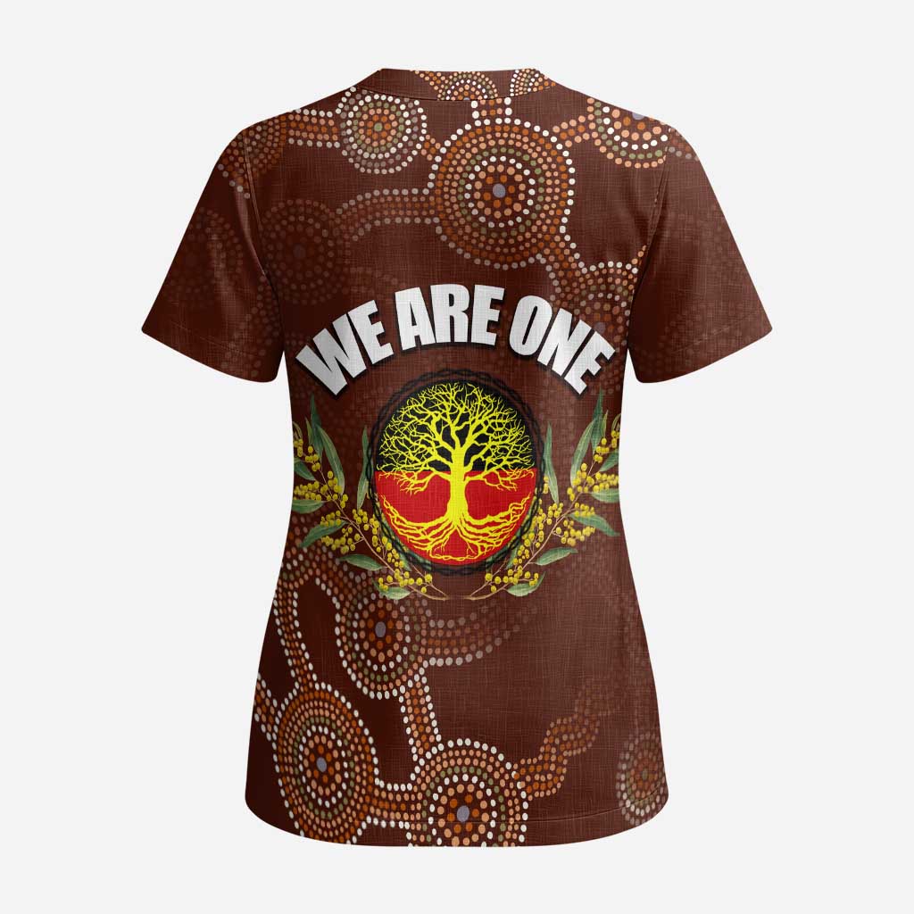 We Are One Koori and Australia Scrub Top Aboriginal Pattern - Aussie Hoodie