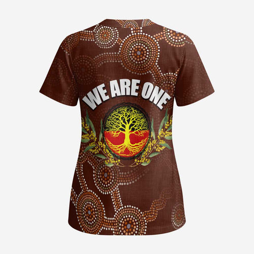 We Are One Koori and Australia Scrub Top Aboriginal Pattern - Aussie Hoodie