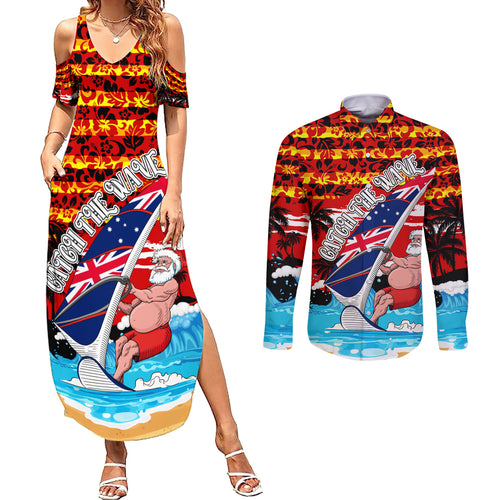australia-surfing-christmas-couples-matching-summer-maxi-dress-and-long-sleeve-button-shirt-catch-the-wave