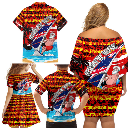 australia-surfing-christmas-family-matching-off-shoulder-short-dress-and-hawaiian-shirt-catch-the-wave