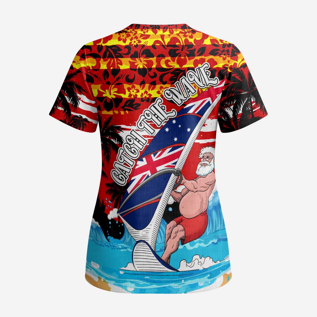 Australia Surfing Christmas Scrub Top Catch The Wave - Aussie Hoodie