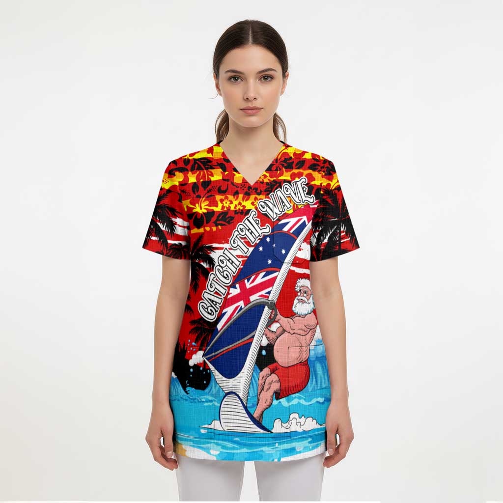 Australia Surfing Christmas Scrub Top Catch The Wave - Aussie Hoodie