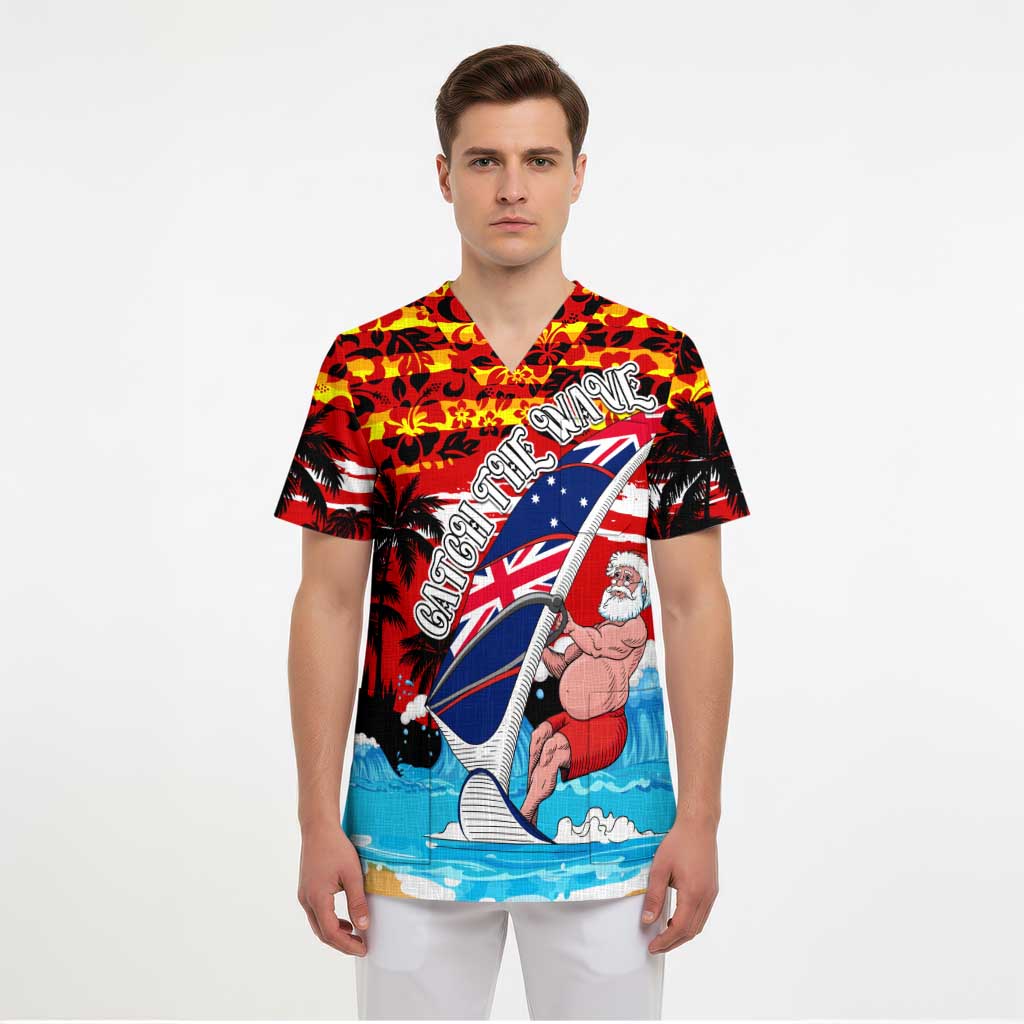 Australia Surfing Christmas Scrub Top Catch The Wave - Aussie Hoodie