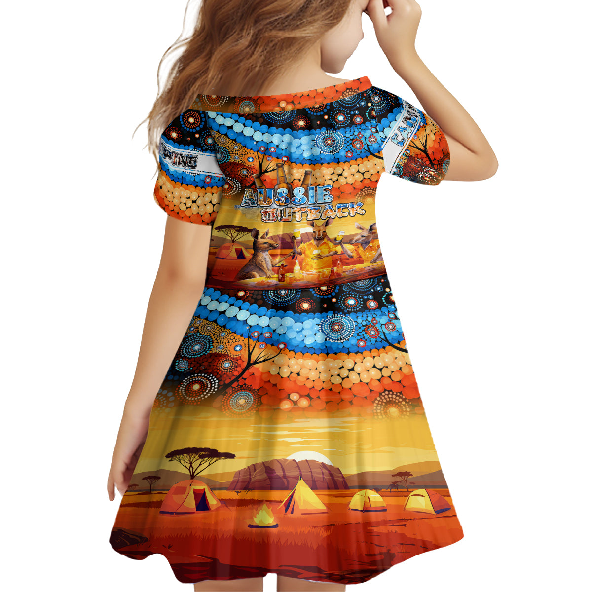 australia-kangaroo-aboriginal-camping-kid-short-sleeve-dress-aussie-outback-camping-with-beer